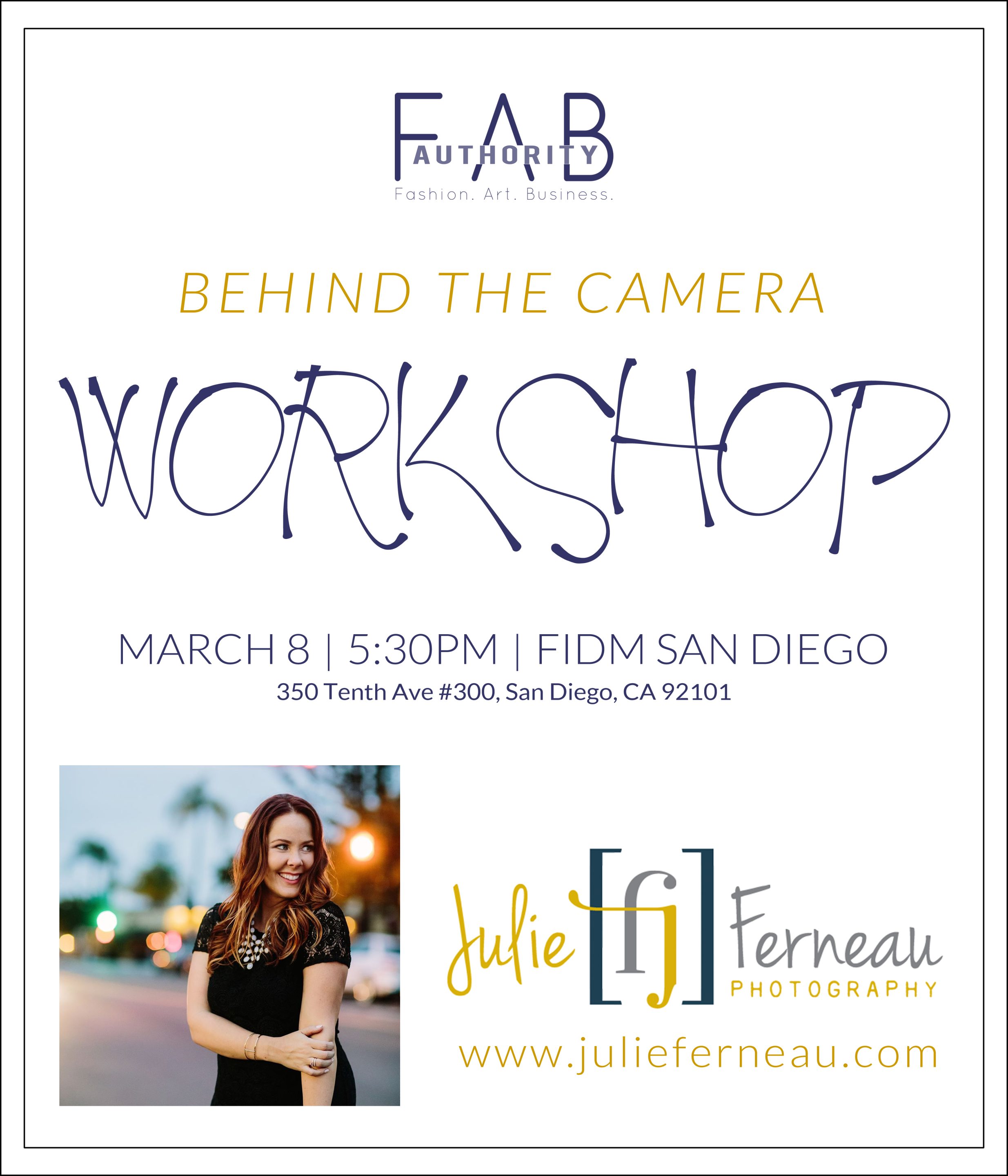 Workshop | Behind the Camera featuring Julie Ferneau Photography